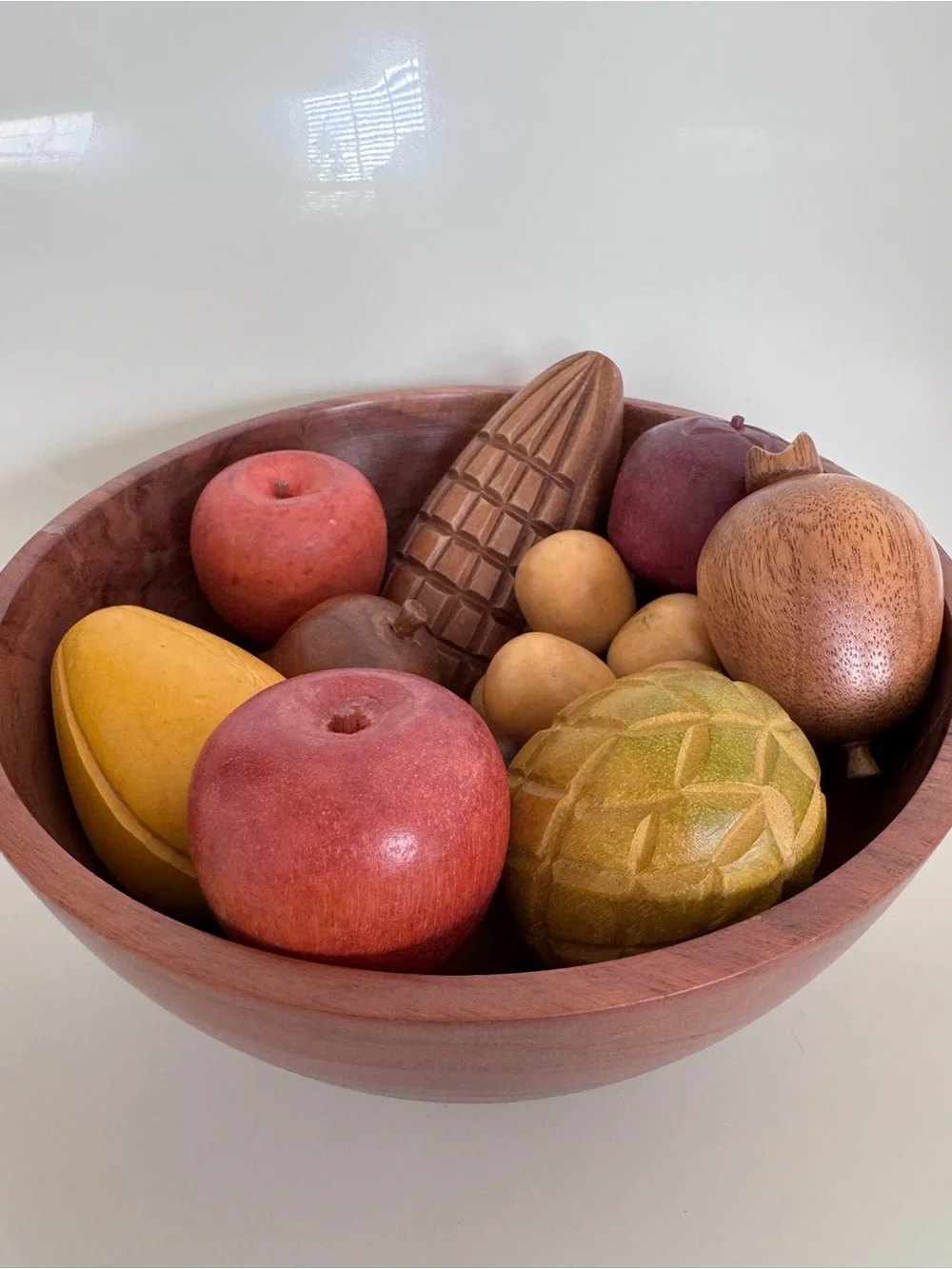 Vintage Wood Fruit Bowl Set Rustic Luxe Artisan Curated Heirloom Kitchen Decor